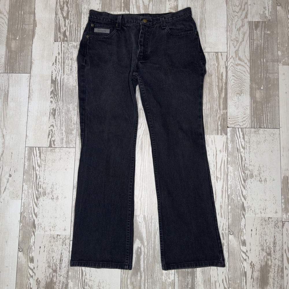 Texas Jeans USA Women's Straight Leg Black Denim Jeans Size 12 Long 32W‎ 28L